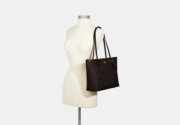 Zip Top Tote Bag In Signature Canvas