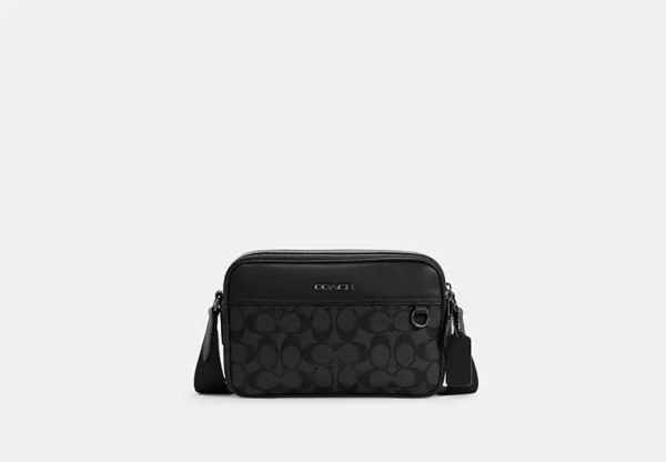 Coach Graham Crossbody Bag In Signature Canvas Charcoal Black - Ready Stock Malaysia