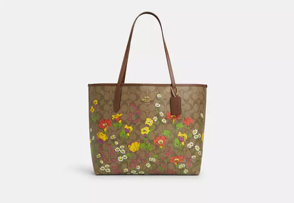 City Tote Bag In Signature Canvas With Floral Print