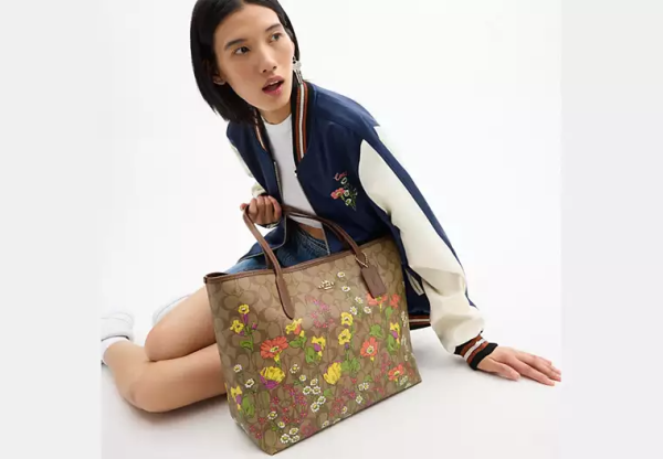 City Tote Bag In Signature Canvas With Floral Print