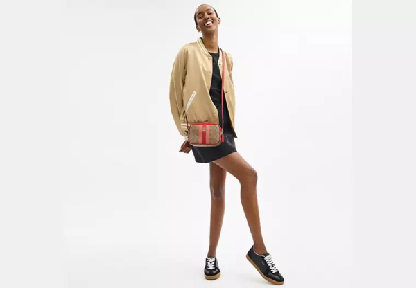 Mini Jamie Camera Bag In Signature Canvas With Stripe