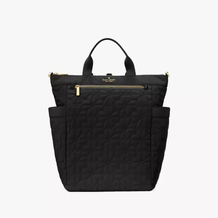 Spade Flower Quilted Fabric Convertible Backpack