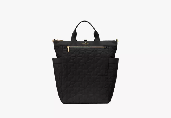 Spade Flower Quilted Fabric Convertible Backpack