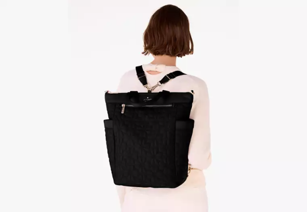 Spade Flower Quilted Fabric Convertible Backpack