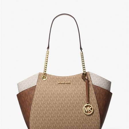 Jet Set Large Color-Block Signature Logo Tote Bag