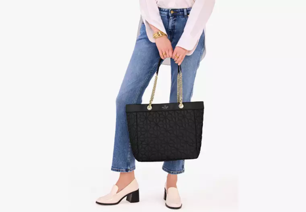 Spade Flower Quilted Fabric XL Tote