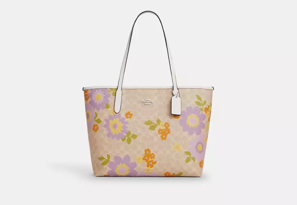 City Tote Bag In Signature Canvas With Floral Print
