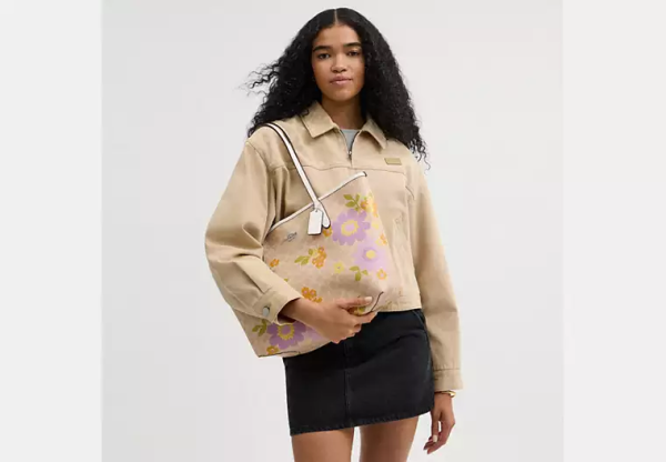 City Tote Bag In Signature Canvas With Floral Print