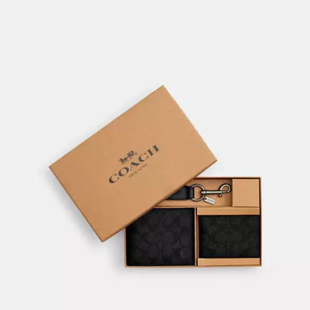 Boxed 3 In 1 Wallet Gift Set In Signature Canvas