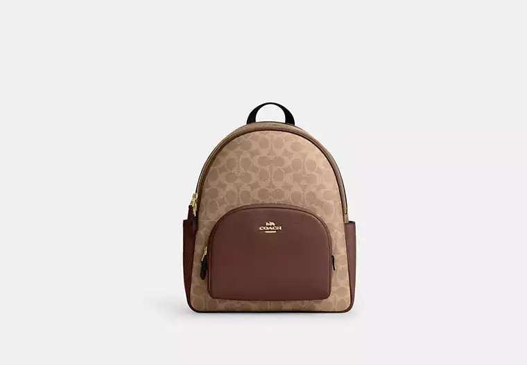 Coach Court Backpack In Signature Canvas Gold/Tan/Brown - Preorder
