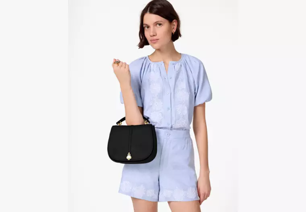 Kayla Pebbled Leather Saddle Bag