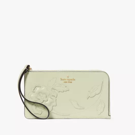 Lucy Floral Applique Medium L-zip Wristlet