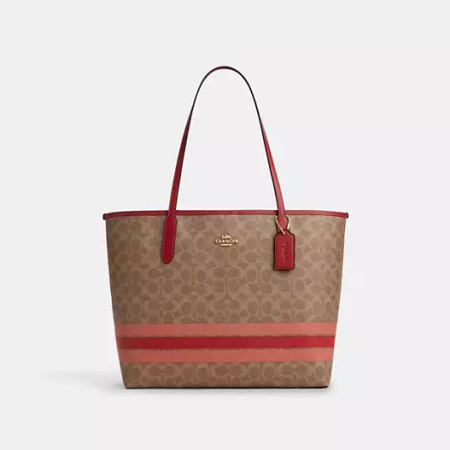 City Tote Bag In Signature Canvas With Stripe