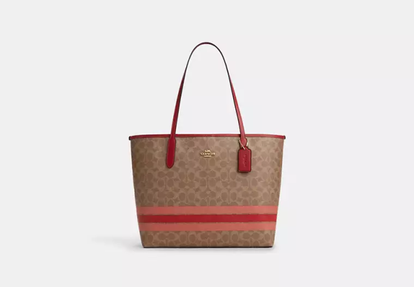 City Tote Bag In Signature Canvas With Stripe