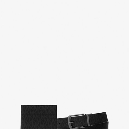 Signature Logo Billfold Wallet and Belt Gift Set