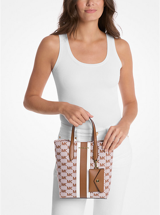 Vincent Small Logo Jacquard Convertible Tote Bag with Card Case