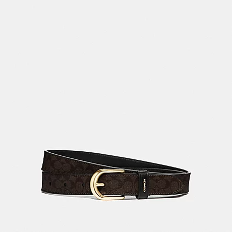 Coach Classic Belt In Signature Canvas Brass/Chestnut Black Size M - F78179 IMOVE