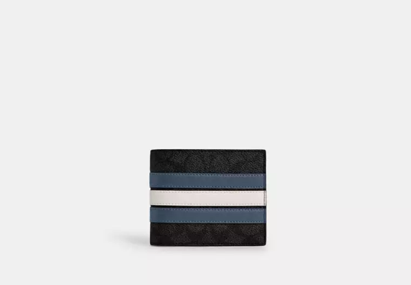 3-In-1 Wallet In Signature Canvas With Varsity Stripe