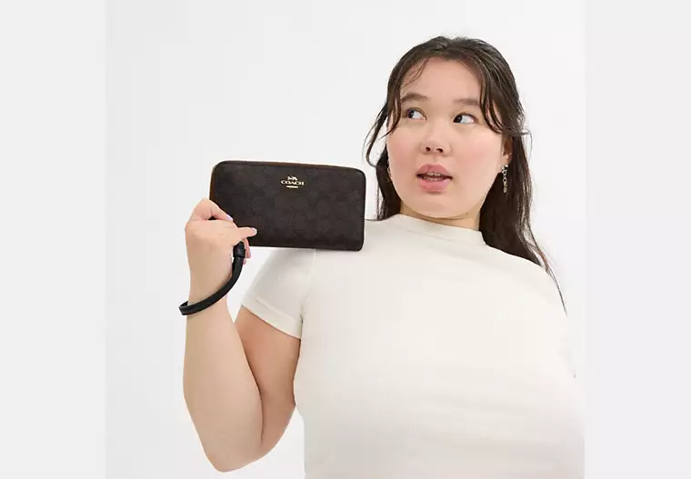 Long Zip Around Wallet In Signature Canvas