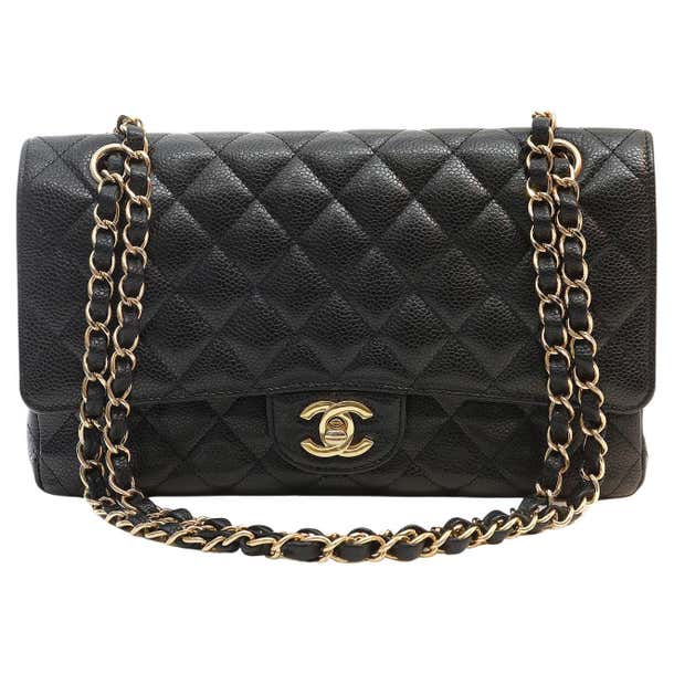 Chanel Classic Flap medium black caviar leather gold hardware 2024