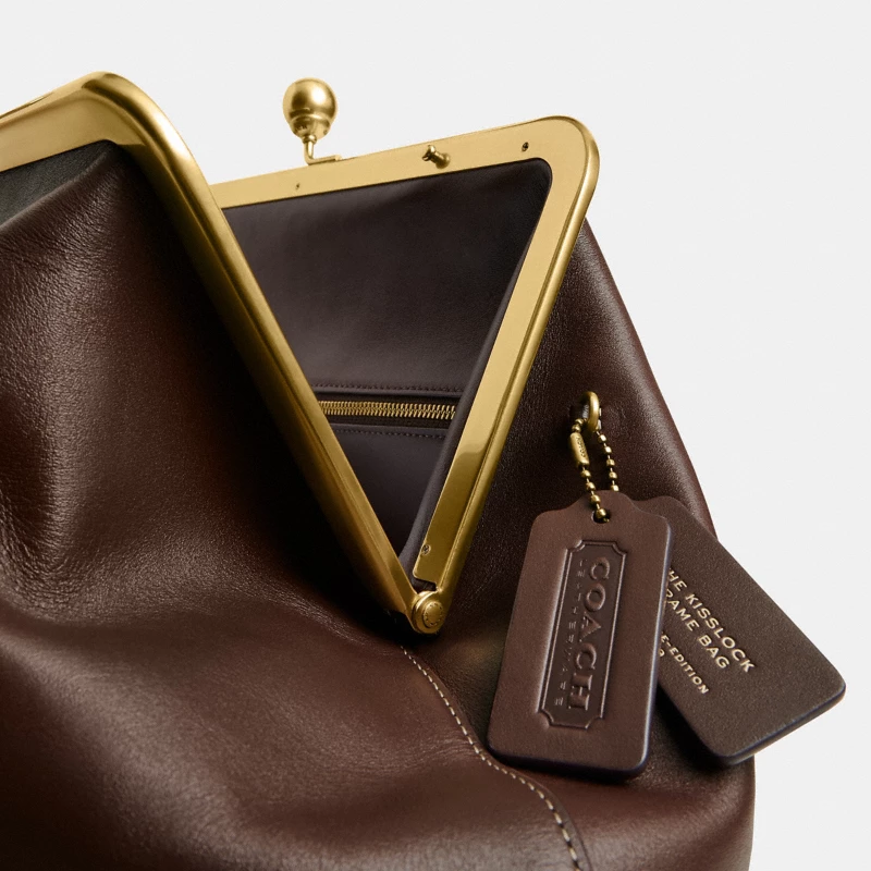 Coach Large Oversized Kisslock Frame Shoulder Clutch Bag styled crossbody evening luxury