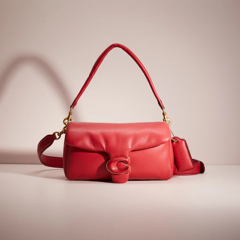 Coach Pillow Tabby shoulder bag bright red puffed leather turnlock
