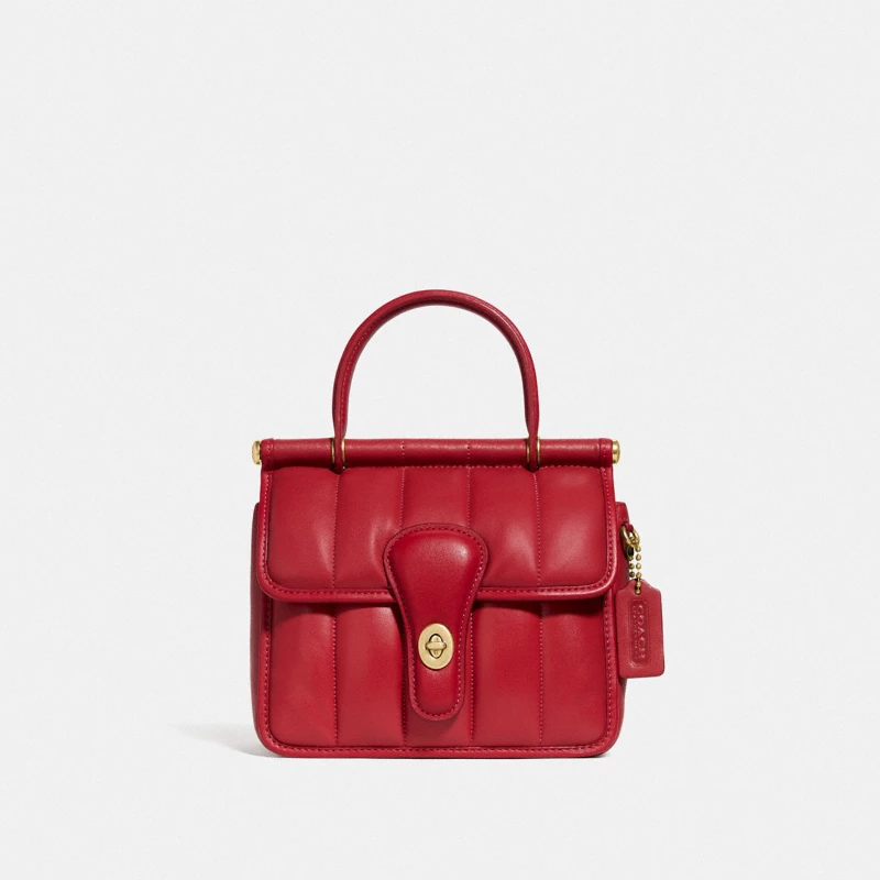 Coach Willis leather crossbody bag red patent leather gold hardware 2024