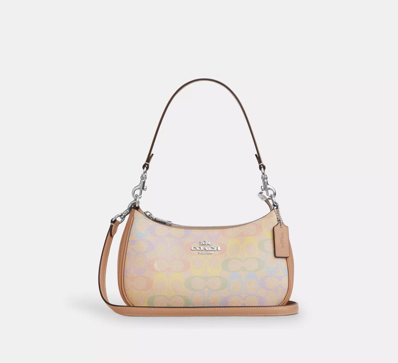 Coach Teri Shoulder Bag Rainbow Signature Canvas
