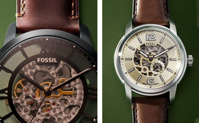 Fossil Townsman vintage brown leather strap tan dial watch elegant 2024