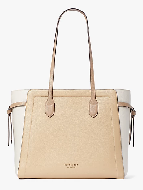 Kate Spade Knott Large Tote parchment cream saffiano leather official 2024