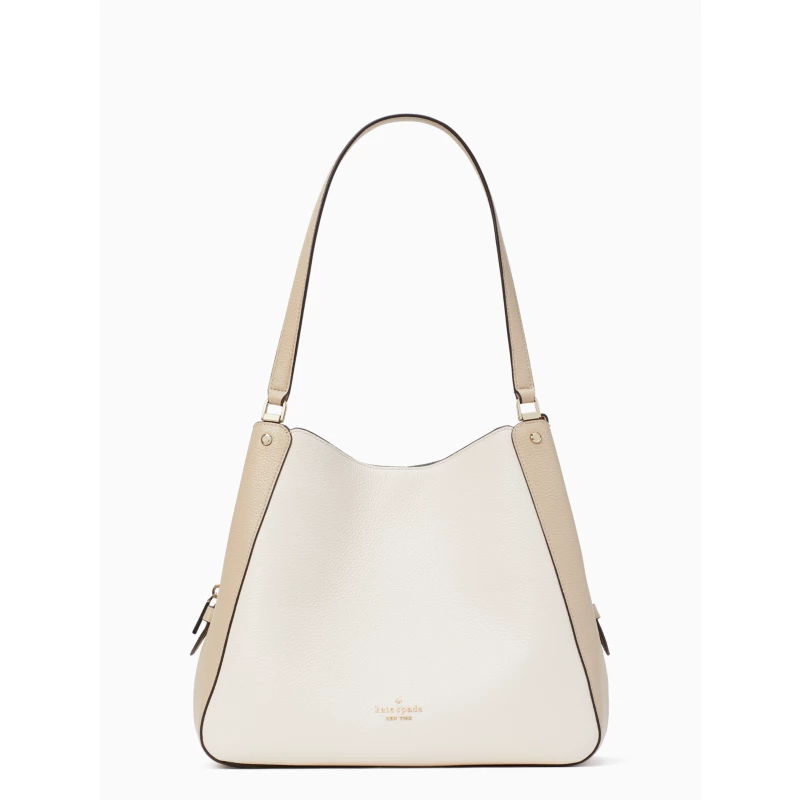 Kate Spade Leila medium leather tote bag warm beige cream 2024