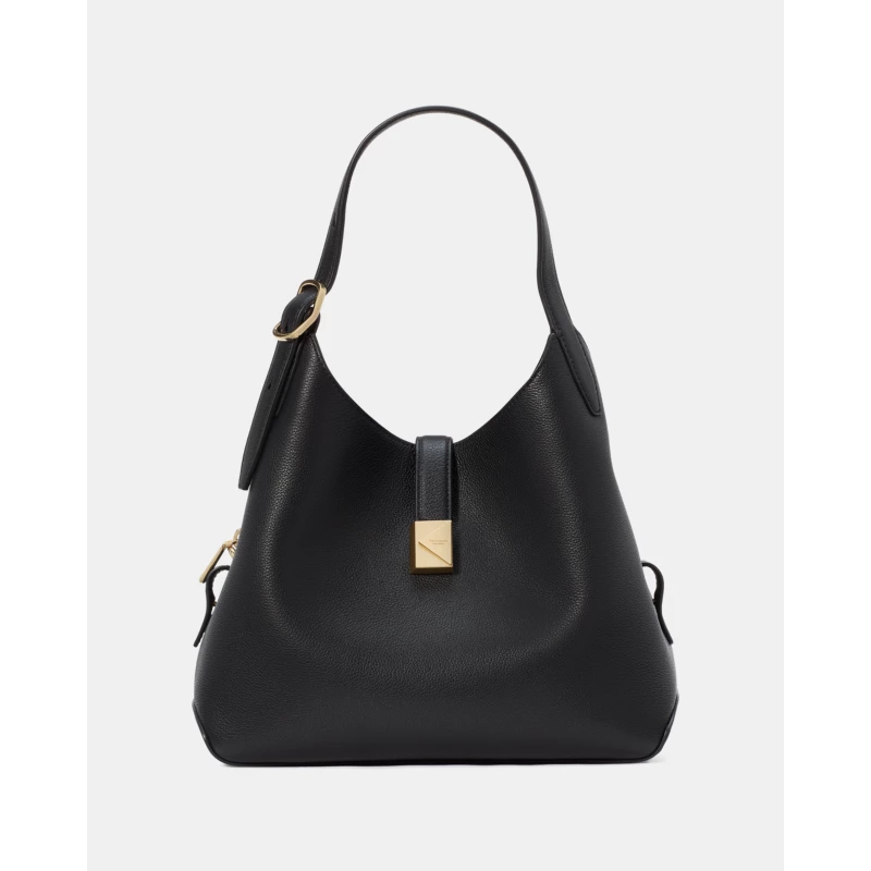 Kate Spade medium leather shoulder bag black structured 2024