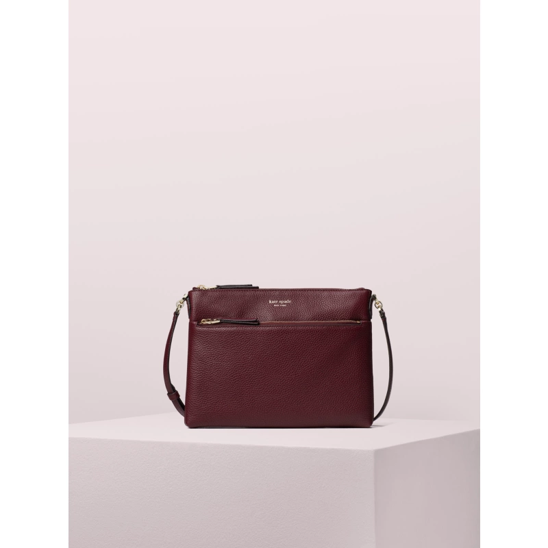 Kate Spade Polly leather crossbody bag red gold chain strap 2024