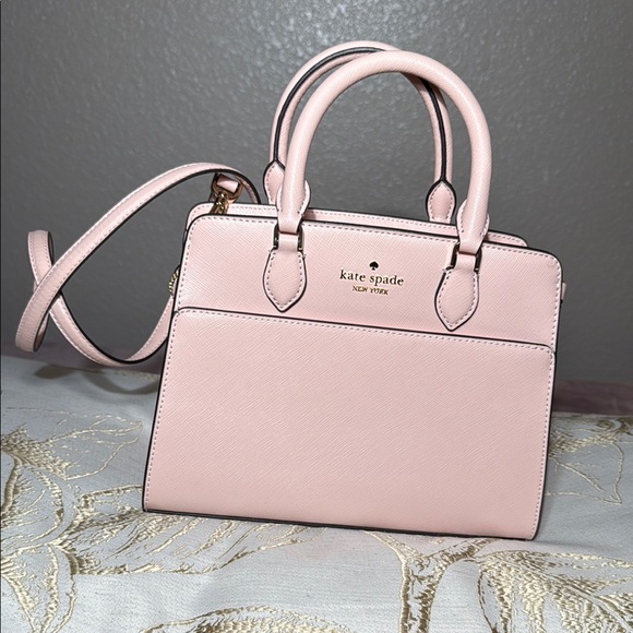 Kate Spade Stacy Medium Satchel pebbled leather black pink 2025