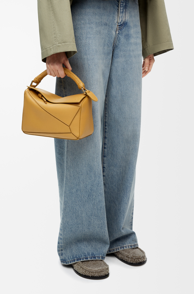 Loewe Puzzle Small terracotta calfskin geometric origami bag 2025