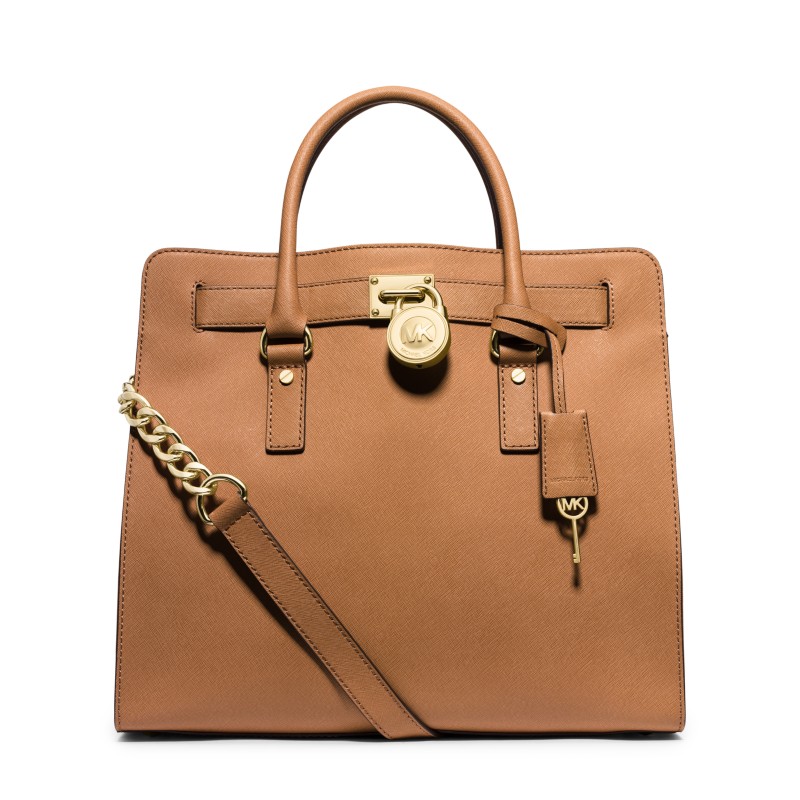 Michael Kors Hamilton large tote red saffiano leather gold logo hardware