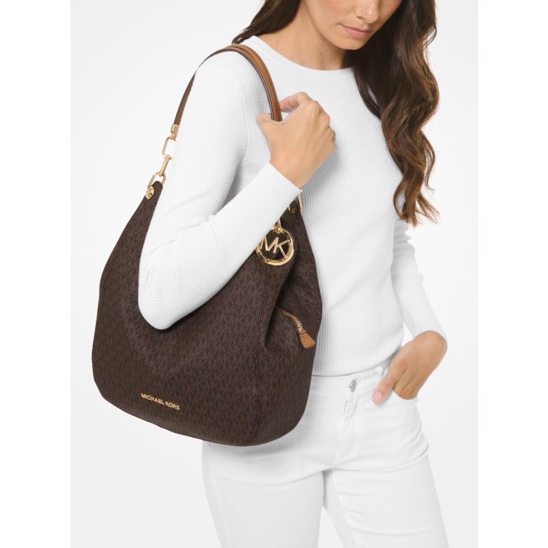 Michael Kors Lillie large leather carryall red gold logo hardware 2024