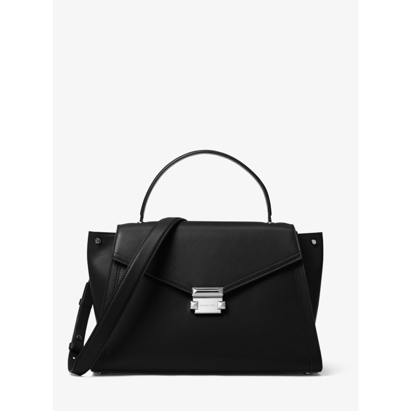 Michael Kors Whitney large satchel black leather gold hardware 2025
