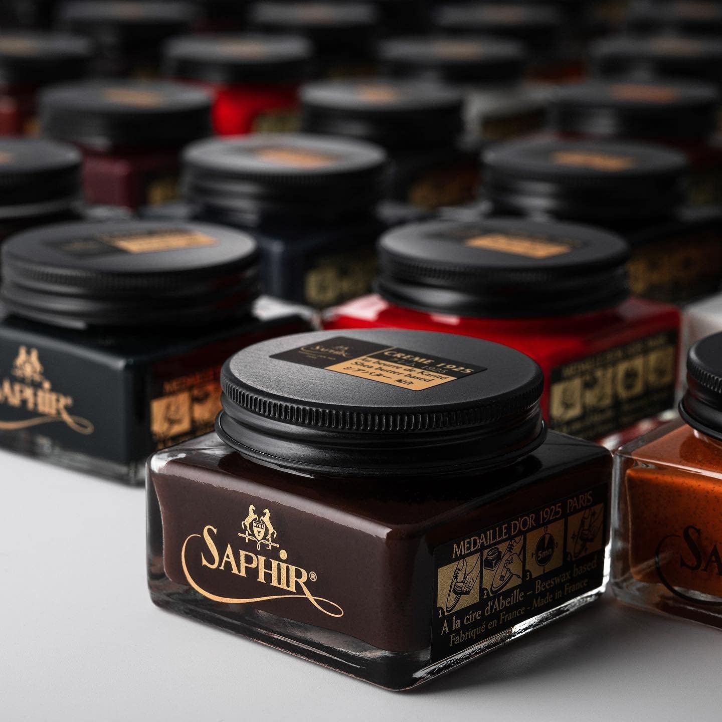 Saphir Medaille d'Or leather conditioner cream luxury French care product jar