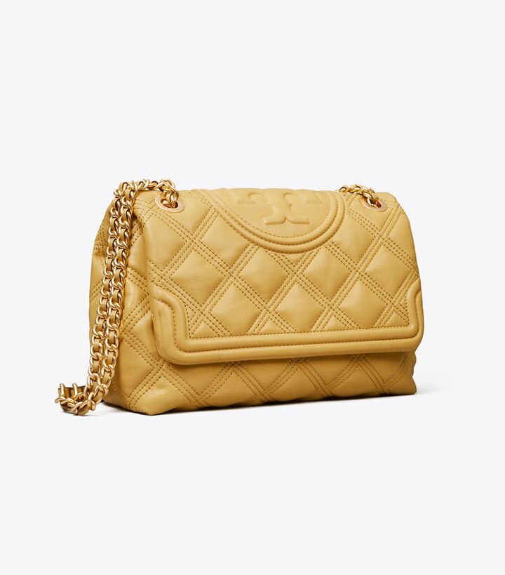 Tory Burch Fleming convertible shoulder bag aged gold hardware brown leather 2024