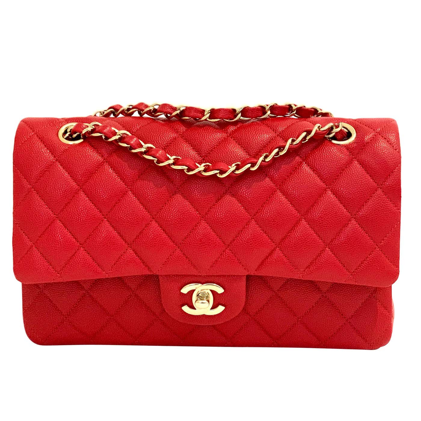 Chanel Classic Flap red caviar leather gold hardware 2025