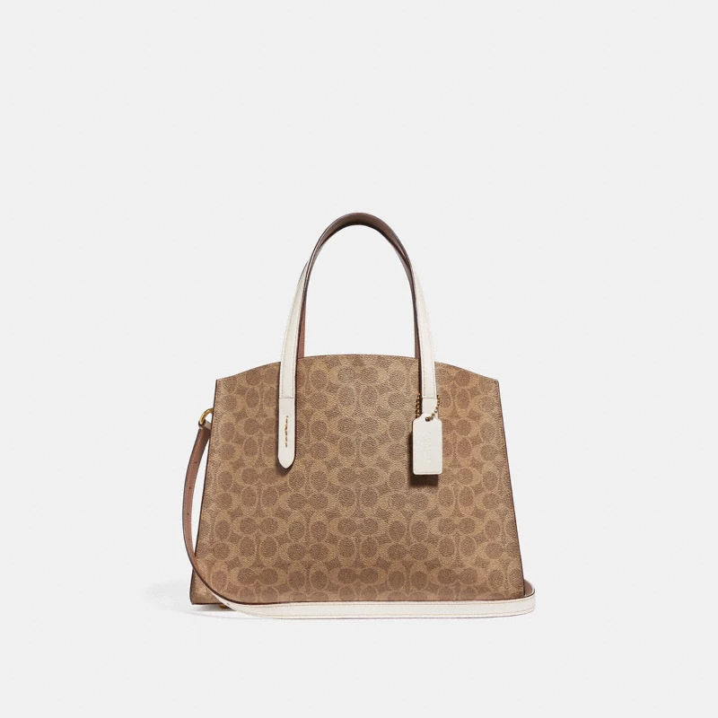 Coach Charlie Carryall signature coated canvas tan brown large tote 2024
