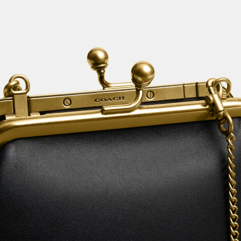 Coach kisslock bag black leather Fall 2026 official store