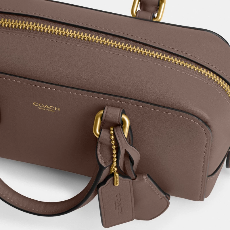 Coach premium leather satchel burgundy wine structured 2024 official store