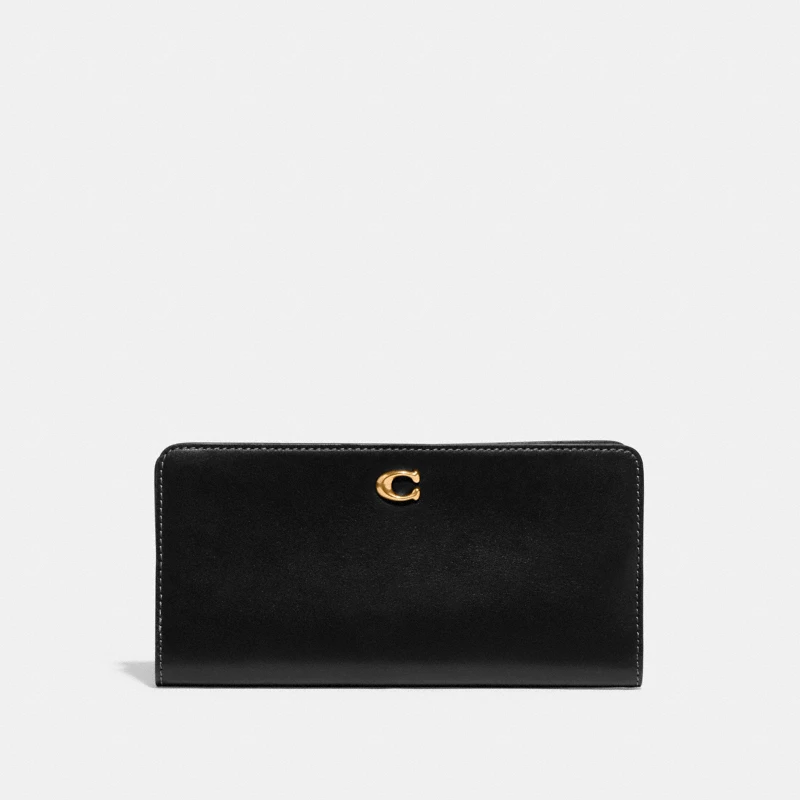 Coach Refined Smooth Leather Bifold Wallet black minimalist 2025 authentic