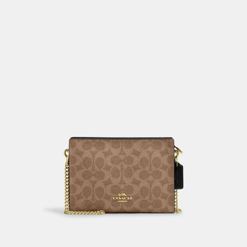 Coach Slim Crossbody Bag Signature Canvas black outlet authentic