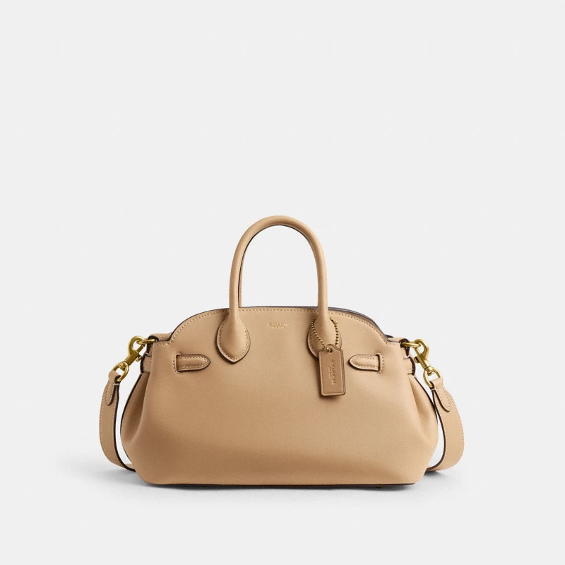 Coach small tote bag tan leather 2024