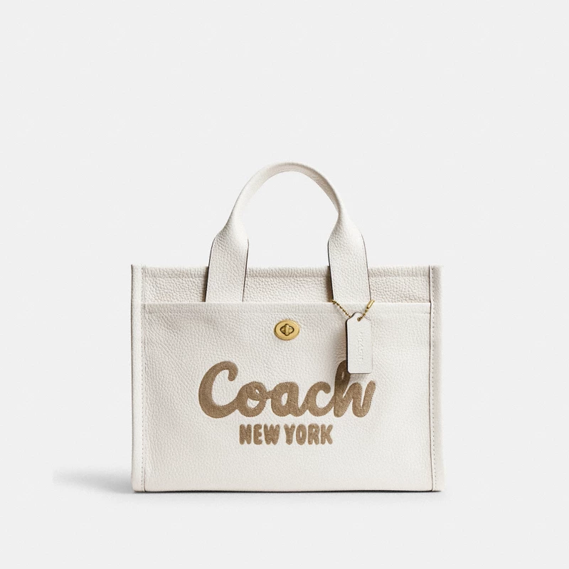 Coach structured leather tote bag tan pebble leather 2024 official