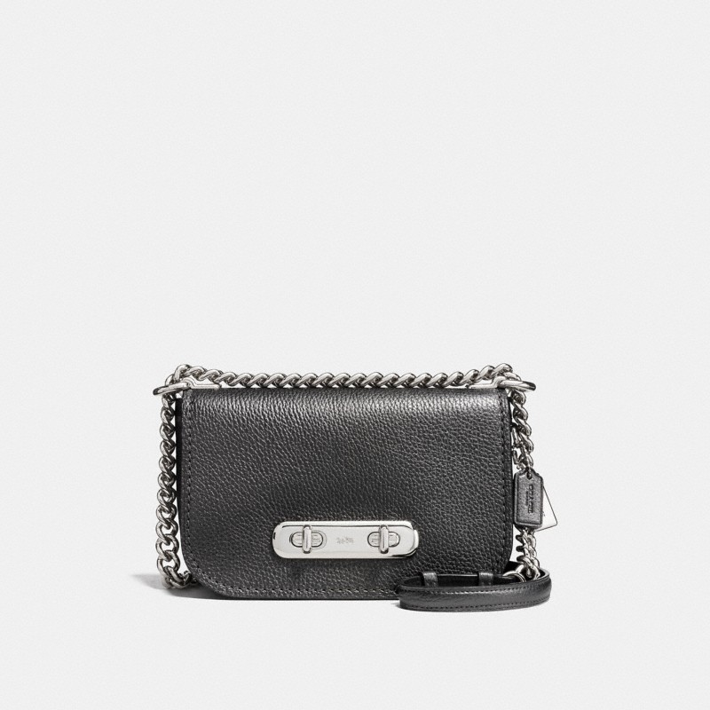 Coach Swagger bag black leather shoulder bag 2024