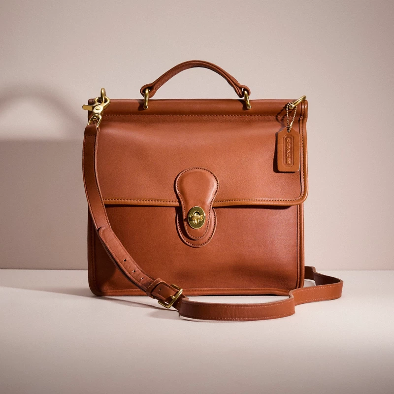 Coach Willis Tote structured leather bag tan camel heritage 2024
